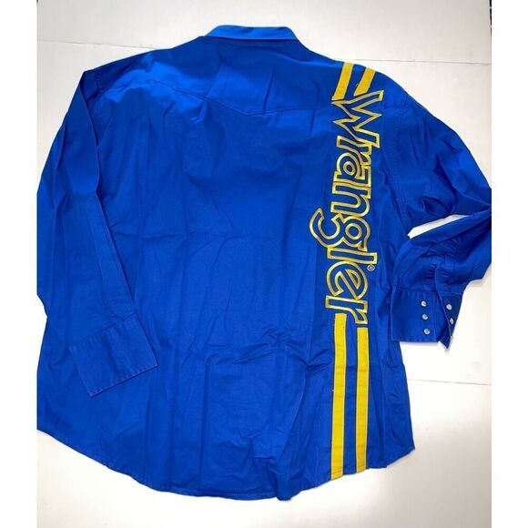 Wrangler Western Shirt   XXL Rodeo‎ Cowboy Blue w/ Yellow Embroidery A9 - Picture 6 of 6